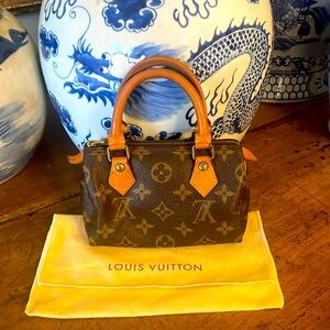 Louis Vuitton Nano mini Speedy monogram mini bag and strap
